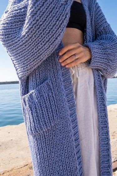 Her lip to♡Rib Knit Long Maxi Cardigan Frill Knit Cardigan