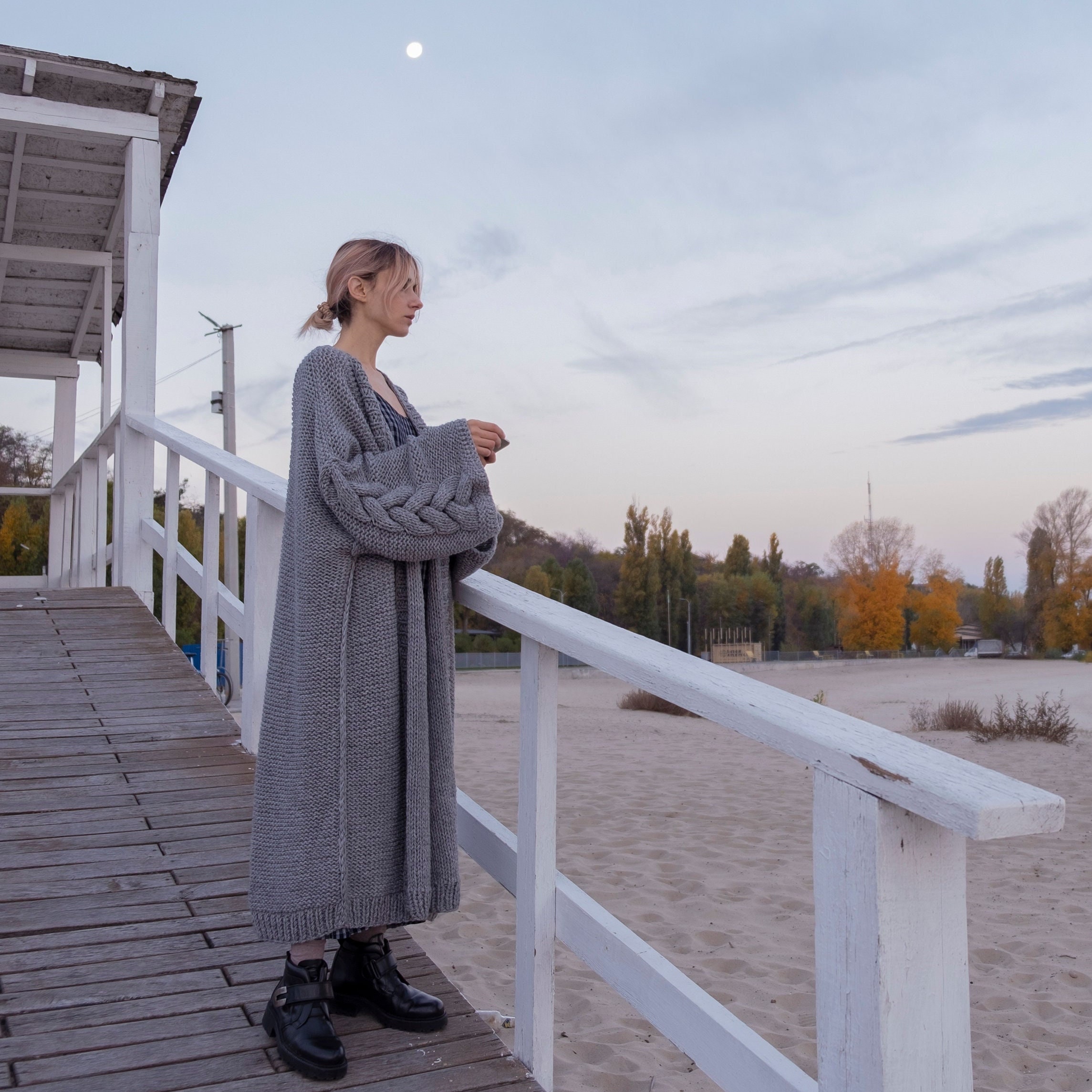 Hand Knitted Maxi Cardigan With Wide Sleeves. Long Cardigan - Etsy Denmark
