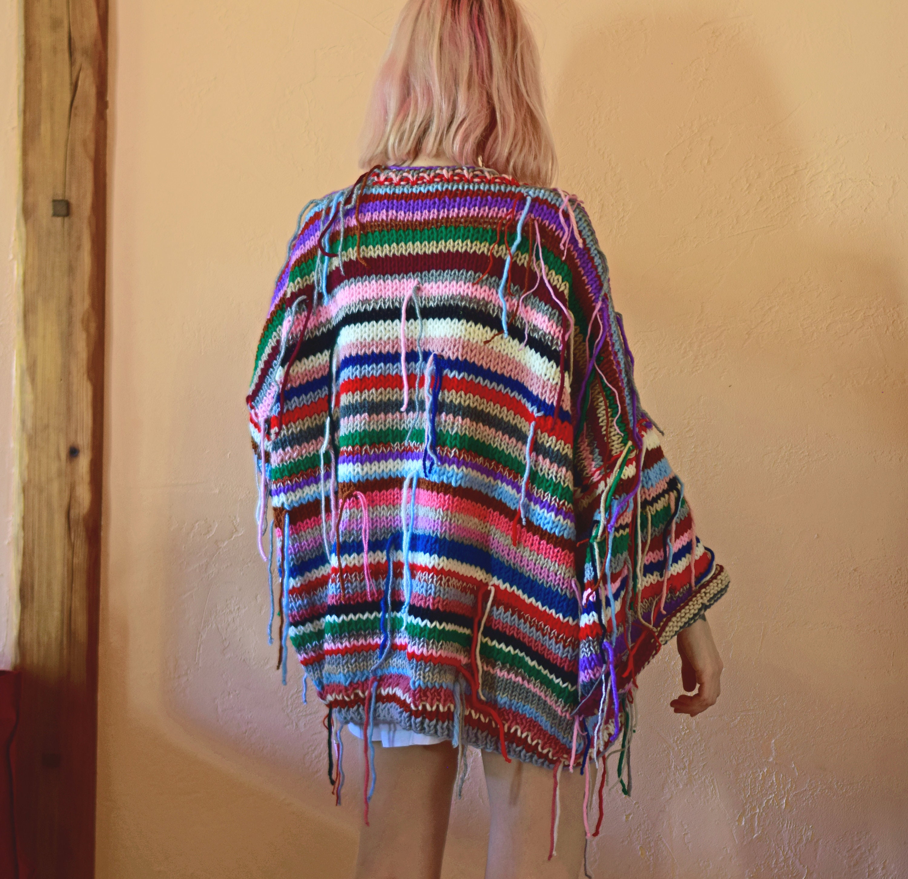 【BAON】[unisex] Ronenki Color Over Round Cardigan Chunky Oversized Cardigan With Bell Sleeves. Zero Waste
