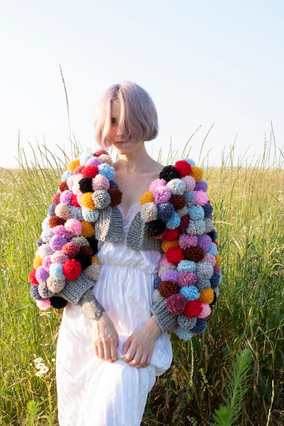 pom pom cardigan