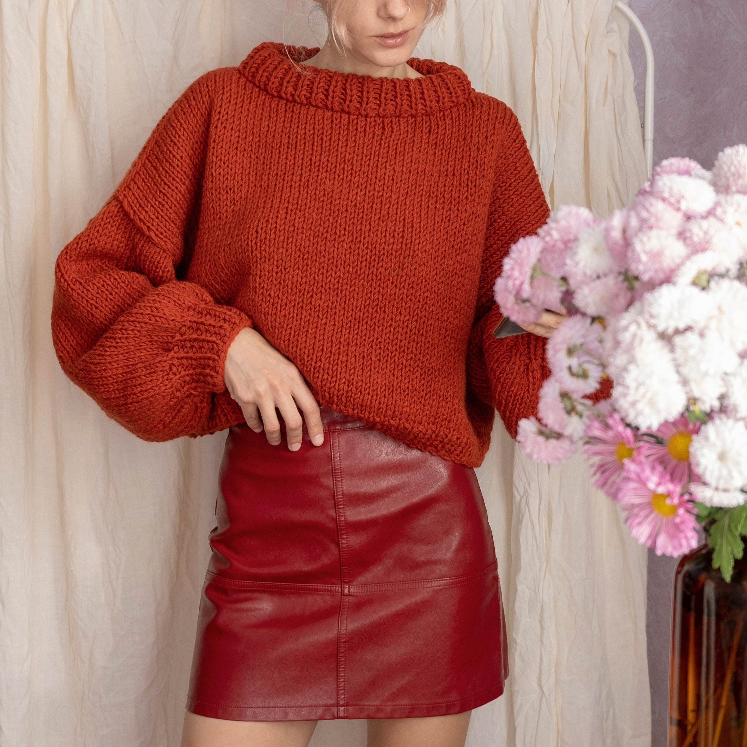 cropped thick sweater