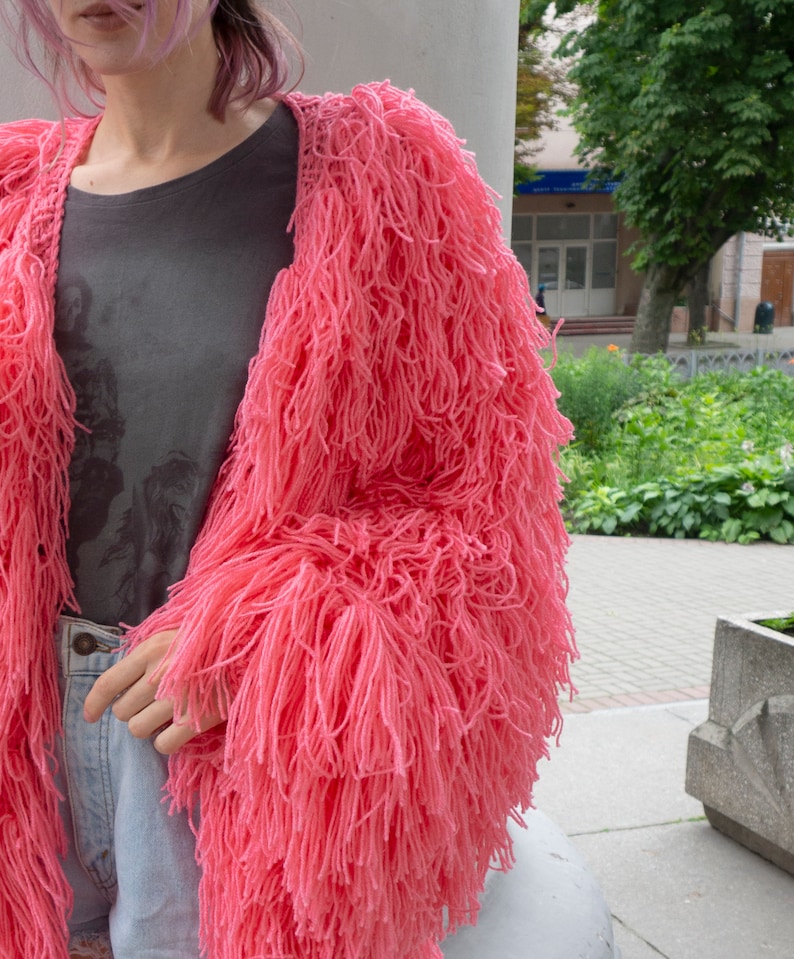 Stunning Shaggy Jacket with Long Sleeves. Shaggy Cardigan. Etsy