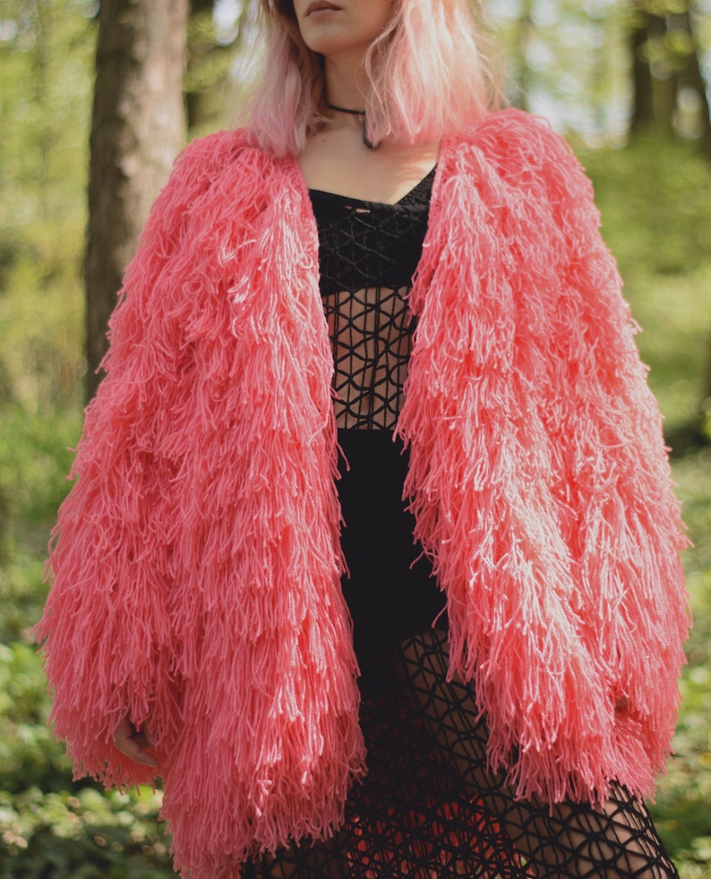 Stunning Shaggy Jacket with Long Sleeves. Shaggy Cardigan. Etsy