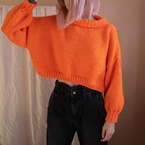 Boxy Crop Sweater from Merino Wool Yarn