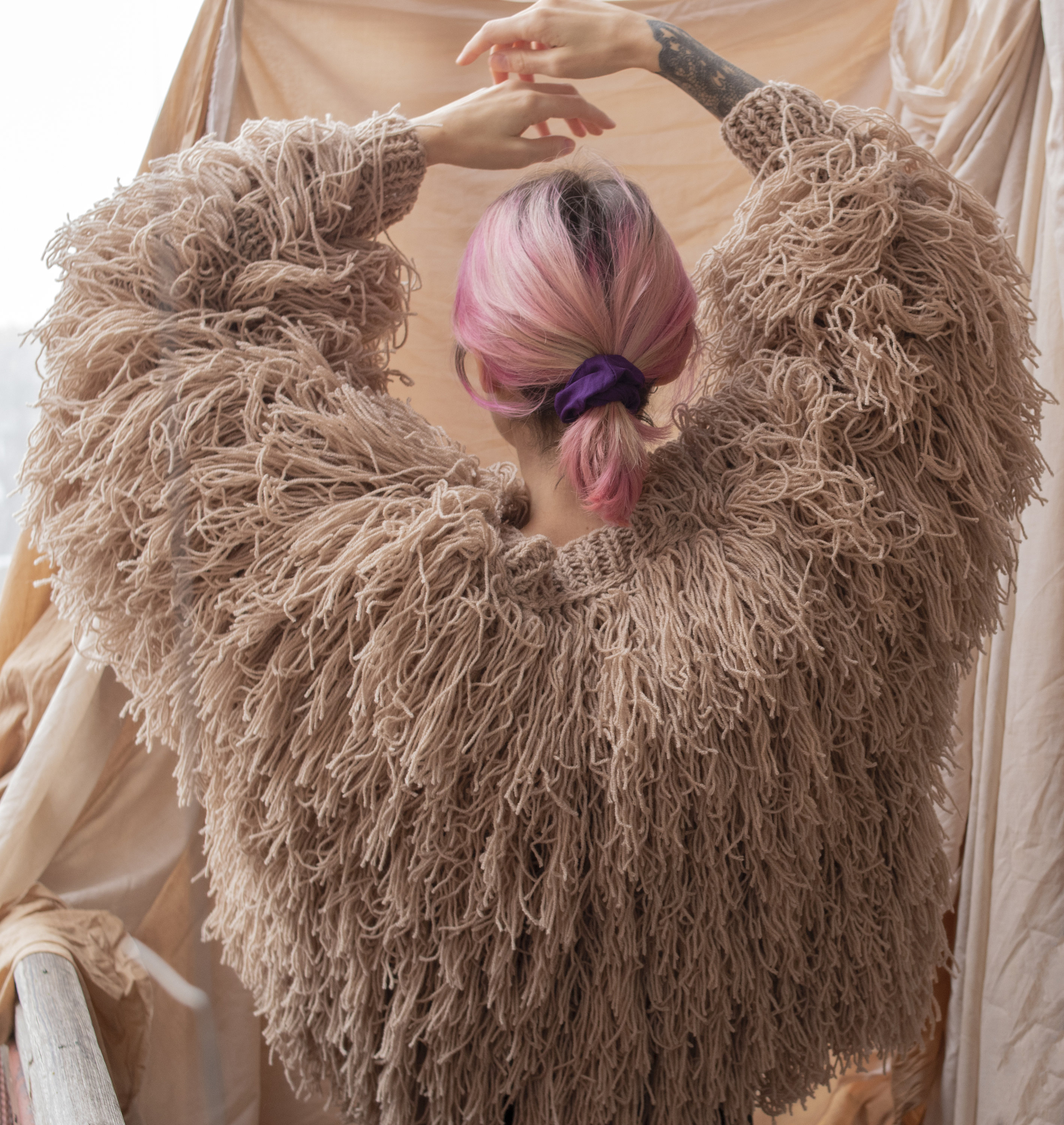 Fur Jacket Coat Shaggy Longline Cardigan Mid Length Shaggy Jacket