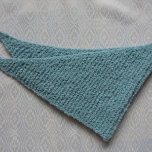 Hand Knitted Triangle Head Scarf. Warm Knitted Head Bandana. Alpaca Boucle Winter Kerchief. Wool Head Accessory. image 7