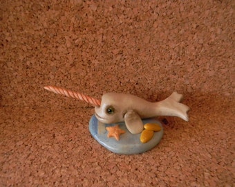 Hand crafted polymer clay Narwhal