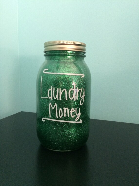 Items similar to Glitter Laundry Money Jar on Etsy