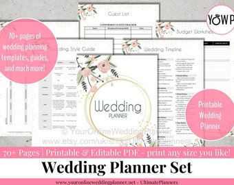 Printable Wedding planner kit, gold wedding planner kit, editable wedding planner, Printable wedding planner, wedding planning checklist