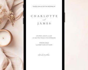 Electronic Minimalist Wedding Invitation And RSVP, Modern Wedding Evite, Electronic Invitation, Digital Wedding Invite, Instant Download