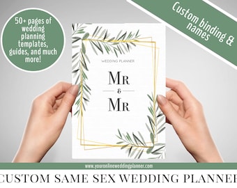 Gay Wedding Planner Book, LGBT wedding, Personalised wedding planner, Wedding planner book, wedding gift, gold, greenery, eucalyptus