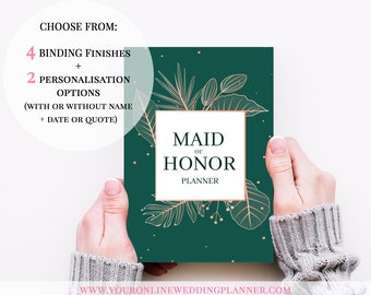 Maid of Honor Planner Book, palm leaves, copper, personalized, Maid of honour planner book, maid of honour proposal gift, custom
