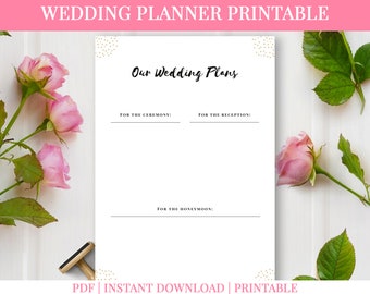 Wedding planner printable, wedding planner template, wedding planner PDF, wedding planner sheet, wedding planner digital, simple, minimalist