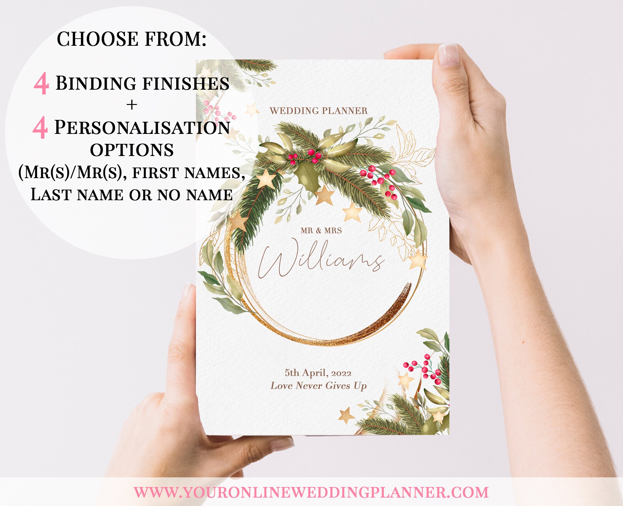 Christmas Wedding Planner 2022 Winter Wedding Planning Book Personalised Wreath Wedding | Etsy