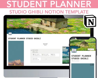 college assignment organizer Notion Student Planner Template, Studio Ghibli Notion Planner, Digital College Planner, Aesthetic Notion Organizer, Notion Editable Template