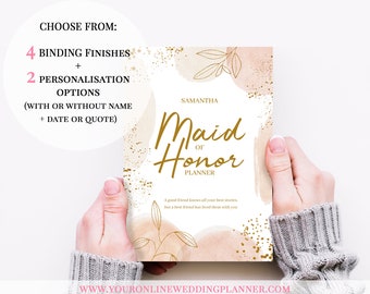 Custom Maid of Honour planner, Maid of Honor planner, Maid of Honour proposal, Maid of Honour gift, wedding planner notebook, tan, blush