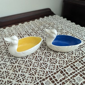 Set of Two Vintage Duck Tiny Dishes Cute Retro Decor