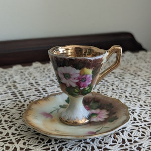Enesco Japan floral tiny teacup and saucer