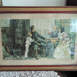 Antique Civil War Era Framed Lithograph Rare 19th Century Picture