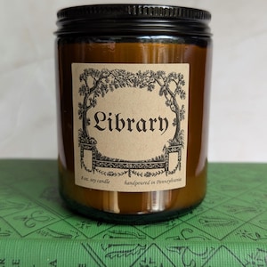 Library Book Lover Vintage Book Candle, Bibliophile Gift, Old Books Candle 100% Soy Wax Clean Fragrance Handmade 8 oz. Candle