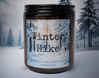 Candela di soia naturale versata a mano Winter Hike, betulla bianca, 8 oz