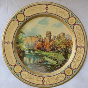 Vintage English Decor Baret Ware Tin Plate - Warwick Castle - Made in England - 1952