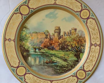 Vintage English Decor Baret Ware Tin Plate - Warwick Castle - Made in England - 1952