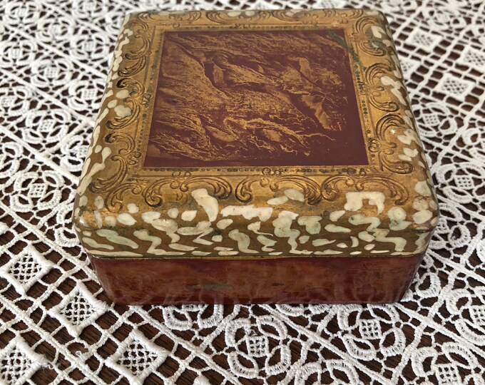 Vintage Jewelry Box Made in Italy Venice Bridges Wooden With Old World