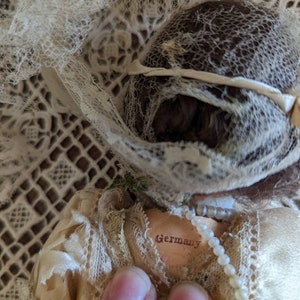 Antique German bridal doll with lace dress image 4