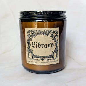 Library Scented Soy Candle or Room Spray, Teak & Leather, Vintage Books, Birthday Gift, Bibliophile Gift, Librarian, Bookish Candle image 9