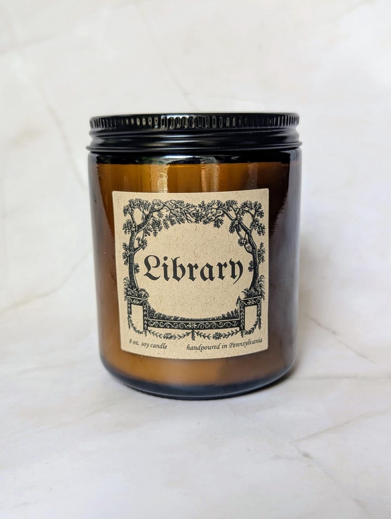 Library Scented Soy Candle or Room Spray, Teak & Leather, Vintage Books, Birthday Gift, Bibliophile Gift, Librarian, Bookish Candle image 9