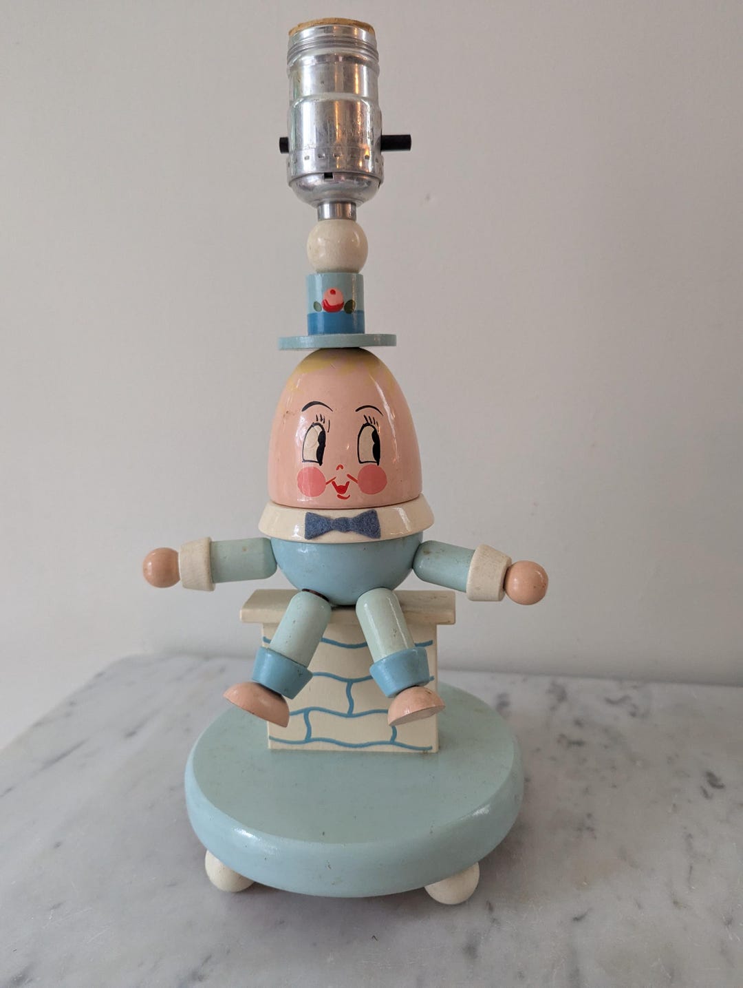 Vintage Humpty Dumpty Wood Nursery Lamp - Etsy