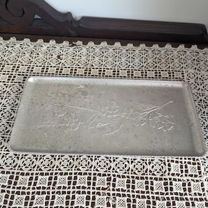 Pewter Floral Vintage Tray