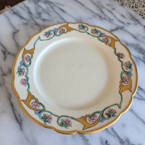 Small limoges France hand-painted plate marked Lucille Heinbach Yuckle 1951