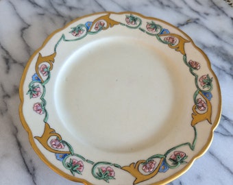 Small limoges France hand-painted plate marked Lucille Heinbach Yuckle 1951