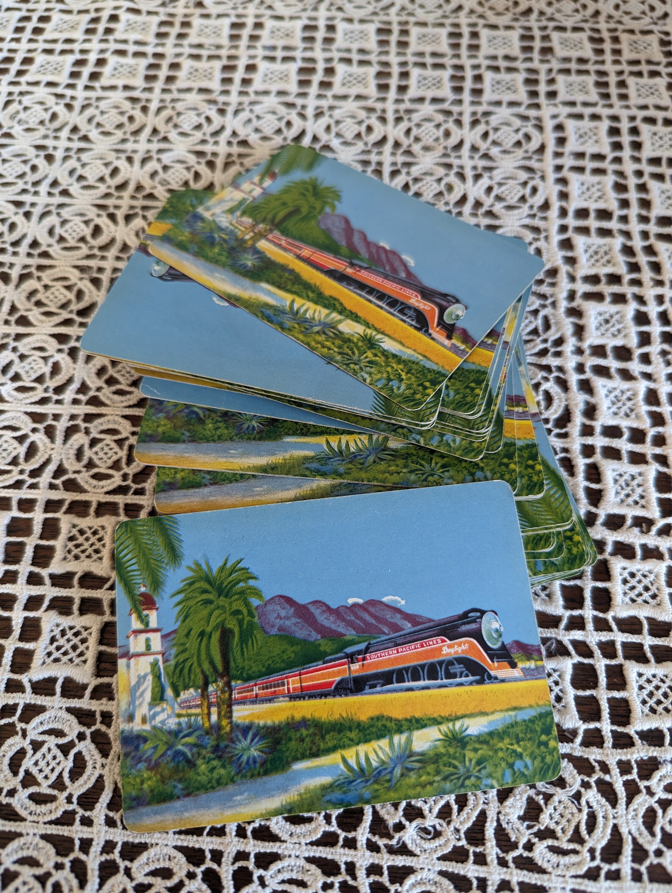 Vintage Set of 52 Playing Cards Southern Pacific Lines Assorted