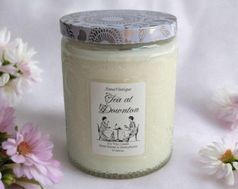 Tea at Downton Candle, Black Currant Jasmine, 8 oz All Natural Soy Wax Candle, Downton Abbey Gift, Gift for Her, Birthday Gift, Tea Lover
