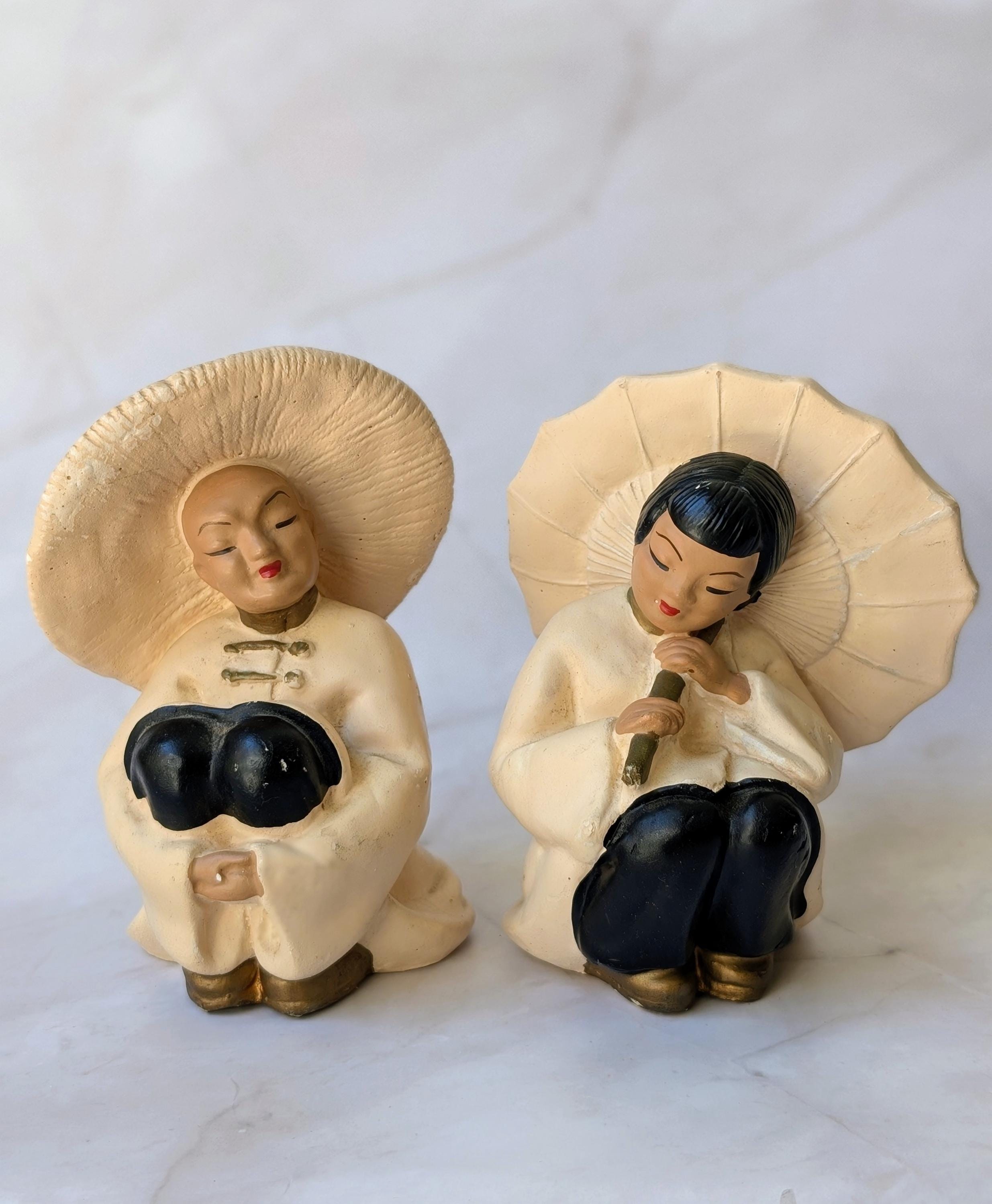 Vintage Mcm Wall Asian Chalkware - Etsy