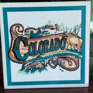 Vintage Colorado Rocky Mountain Region Souvenir Kakelunderlägg, Köksinredning, Vintage Köksinredning
