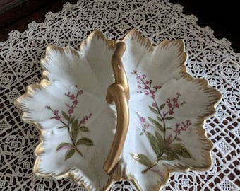 Vintage Divided Serving Dish: Floral Motif Nut/Candy Dish