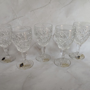 Vintage Bohemia Sklarny Sheraton Lead Crystal Set of 5 Small Wine Glasses