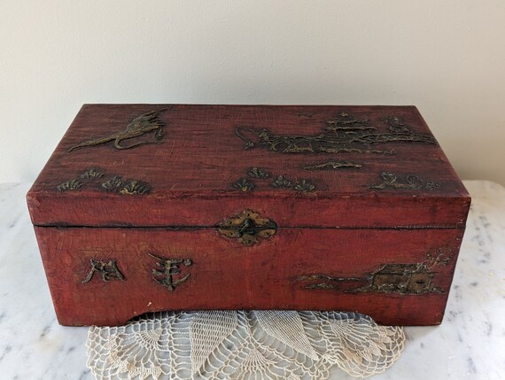19世紀中国の希少な木箱（金箔装飾） - Etsy 日本