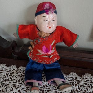 Rare Vintage Chinese Asian Composition Boy Doll