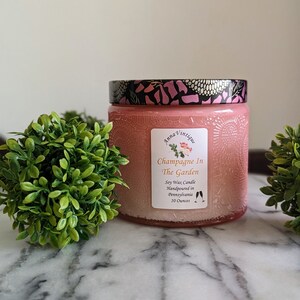Champagne In The Garden AnnaVintique by Quixotic Candle Co. 100% Soy Wax Clean Fragrance Handmade Luxury 10 oz. Candle