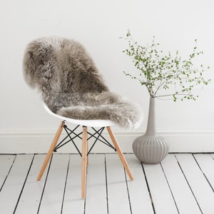 Soft Grey Gray Sheepskin Rug & Throw / Deep pile