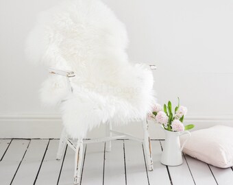 Super Soft Ivory Sheepskin Throw & Rug / Deep pile wool /