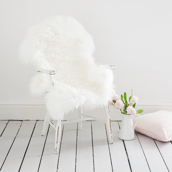 Super Soft Ivory Sheepskin Throw Rug Deep pile wool