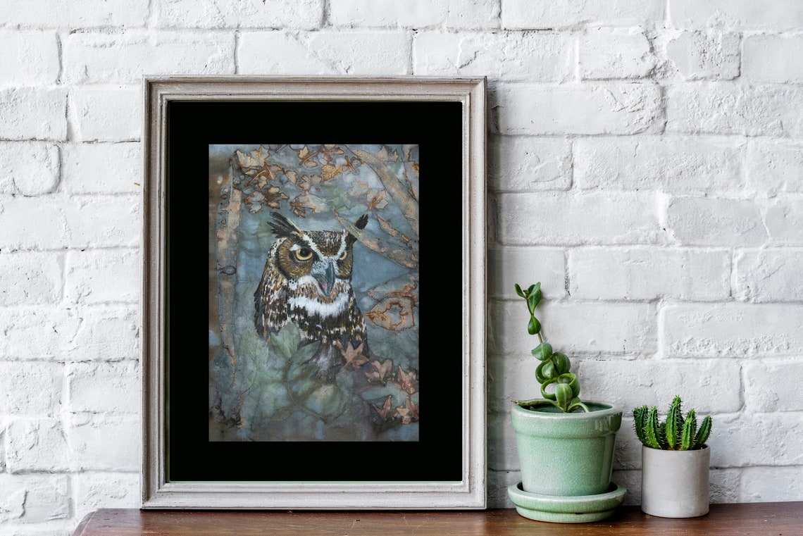 Great Horned Owl Print Etsy