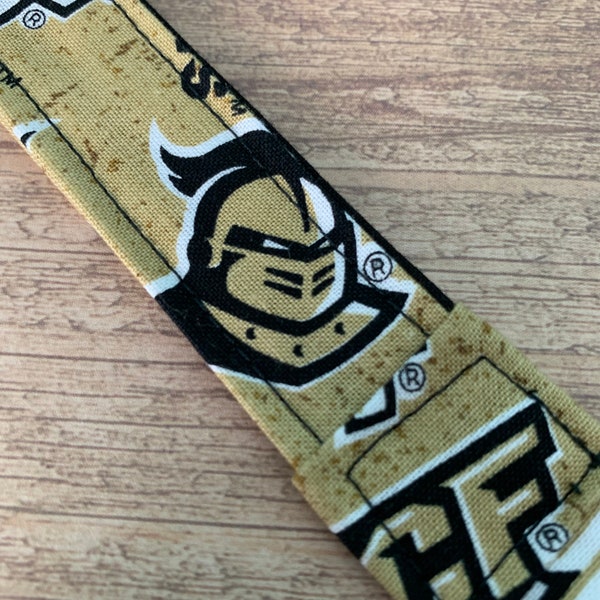 Key Fob Key Chain Wristlet made with University of Central Florida Knightro Fabric UCF