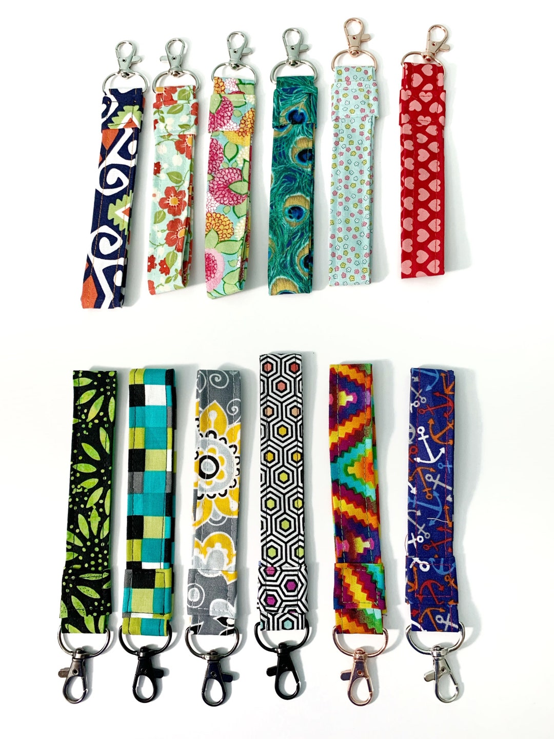 Key Fob Key Chain Wristlet Floral Geometric Hearts Peacock Feathers Etsy